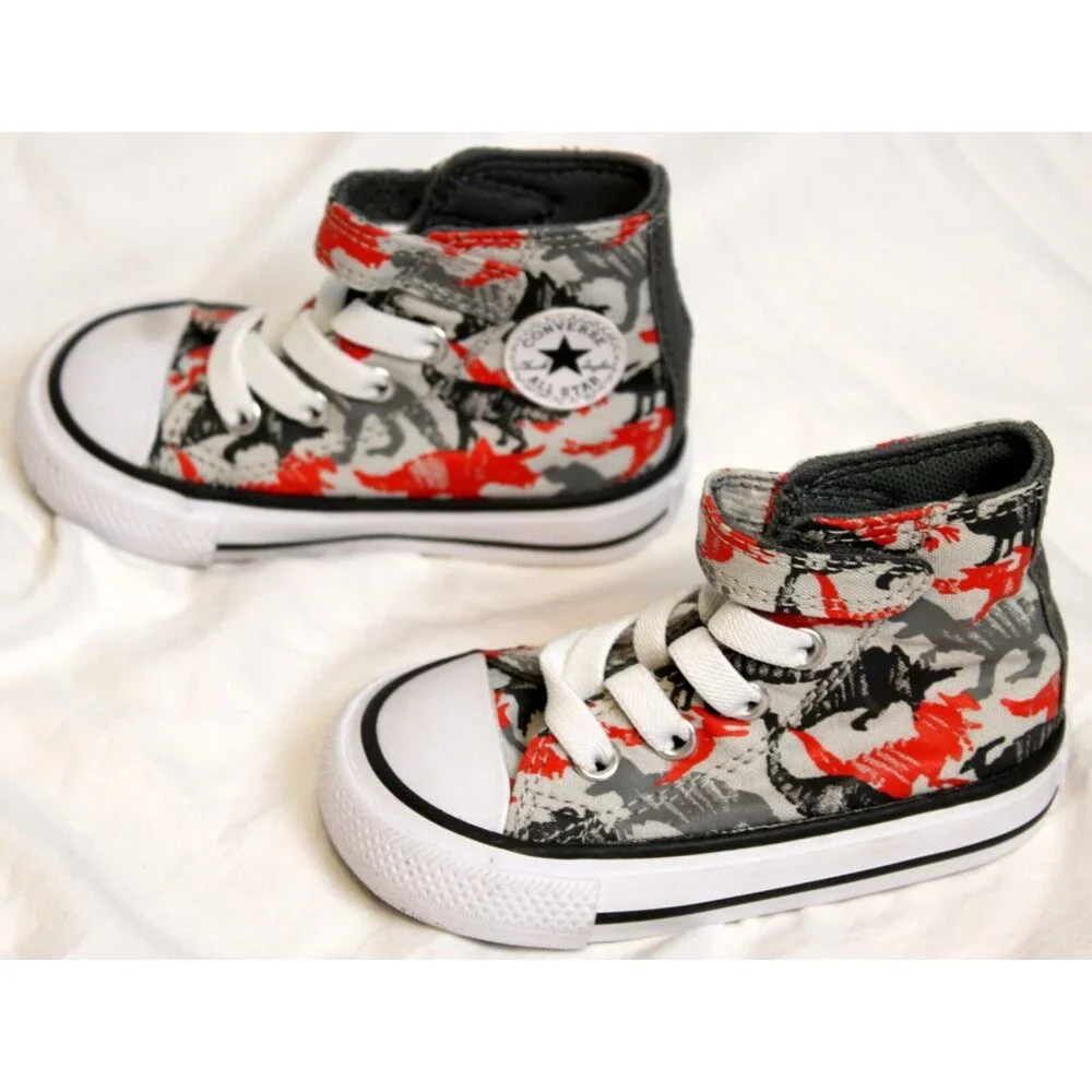 Converse Toddler Boy Dino Shoes sz 4 Sneakers Hi Top All Star Chuck Taylor Ankle